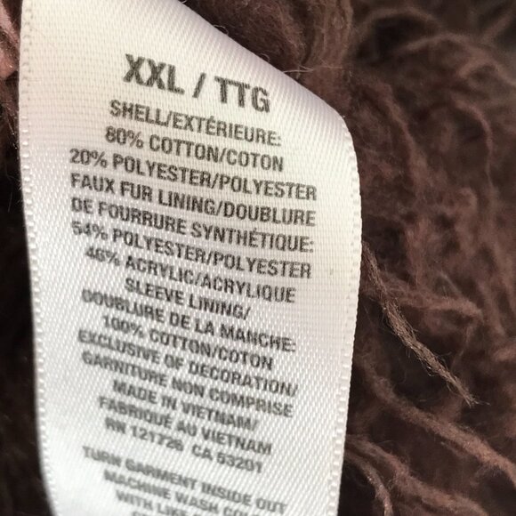 Aeropostale Hoodie brown sherpa lined full zip spell out brown/red unisex XXL - Picture 9 of 9